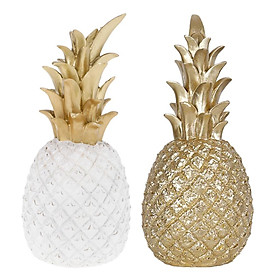 2pcs Pineapple Showpiece Luxury Gold Ornaments for Living Room Cafe Office Decor