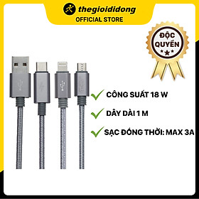 Mua Cáp 3 đầu Lightning Type C Micro 1m eValu Spanker B 2 - Hàng chính hãng