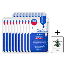 Hộp 10 Mặt nạ cấp nước dưỡng ẩm cho da khô Mediheal N.M.F Aquaring Ampoule Mask Ex 25ml x10 + Tặng 1 gói sữa rửa mặt thải độc Super Vegitoks Cleanser 3ml