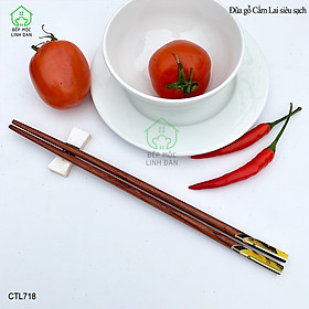 Đũa Gỗ Cẩm Lai Tự Nhiên Cẩn Thạch Vàng HAHANCO Bộ 05 Đôi