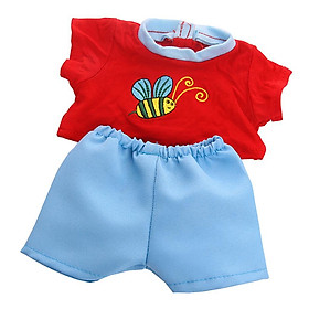 18 inch Dolls Red Bee Pattern Printed T-shirt Clothes with Short Pants for American Doll Clothing Accessory
