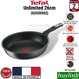 Chảo chiên chống dính đáy từ Tefal Unlimited 26cm dùng cho mọi loại bếp - Sản xuất tại Pháp - G2550502 - Hàng chính hãng