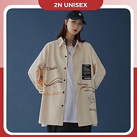 Hình ảnh Áo sơ mi khoác ngoài form rộng unisex - somi nam nữ oversize số 7 a