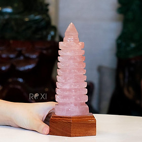 Tháp văn xương thạch anh hồng 0,8kg - 16,5cm