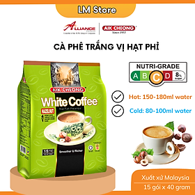 Cà Phê Trắng Hạt Phỉ 4 Trong 1 Aik Cheong (15 Gói x 40g)