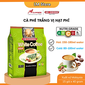 Cà Phê Trắng Hạt Phỉ 4 Trong 1 Aik Cheong (15 Gói x 40g)