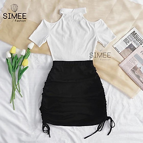 Mua Sét Áo cổ yếm + chân váy rút sườn Simee - Trắng,XL tại Simee Fashion Store Mua Sét Áo Cổ Yếm + Chân Váy Rút Sườn Simee - Trắng,Xl Tại Simee Fashion Store