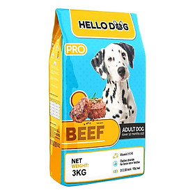 Thức Ăn Chó Cao Cấp Hương Vị Bò Nướng Hello Dog Beef 3KG