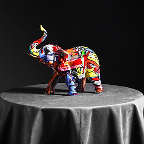 Colorful Elephant Figurine Resin Craft Animal Statue Sculpture Home Decor
