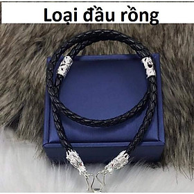 Vòng cổ dây da bọc bạc để đeo mặt dây chuyền dài 50cm