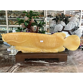 Tượng Cá Rồng phong thủy tài lộc đá Ngọc hoàng long - Dài 60 cm