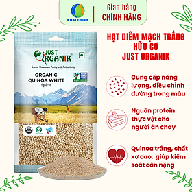 Hạt Diêm Mạch Quinoa Trắng Hữu Cơ Just Organik Quinoa White Nhập Khẩu Ấn Độ Dinh Dưỡng Cho Người Ăn Kiêng 500g