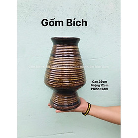 Mua Bình Hoa Lọ Hoa Men Mộc Dáng Ly Ngược Vẽ Tay Gốm Sứ Bát Tràng - Gốm Bích