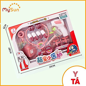 Bộ đồ chơi bác sĩ khám bệnh cho trẻ em bé gái màu hồng, bé trai màu xanh nhập khẩu
