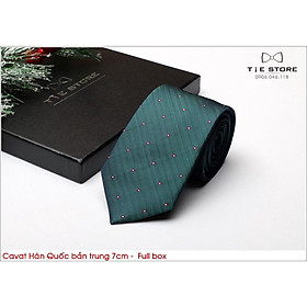 Cà Vạt Nam Bản Trung 7Cm Xanh cổ vịt - Cavat Hàn Quốc Cao Cấp Full box
