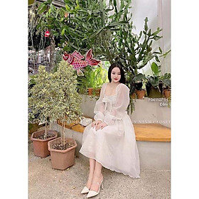 Đầm xòe tiểu thư nữ có lót tay dài kiểu dáng cổ điển sang trọng mà trẻ trung GKM