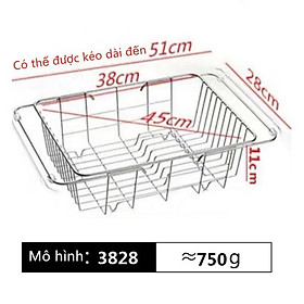 Mua Rổ úp chén Inox 304  giá đỡ  khay úp inox cao cấp có thể thay đổi chiều dài gác bồn rửa chén 3828
