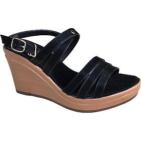 Giày saldan nữ TRƯỜNG HẢI màu đen da mềm mại đế xuống cao 9.5cm thời trang