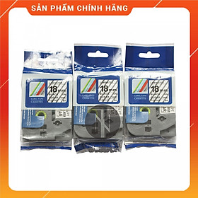 Mua  Combo 3 hộp  Nhãn In đa lớp Tz2-141 - Đen nền trong 18mm x 8m - Hàng nhập khẩu