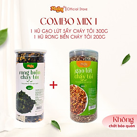 1 Hũ gạo lứt sấy rong biển/cháy tỏi giảm cân ăn liền + 1 Hũ Rong biển cháy tỏi ăn vặt