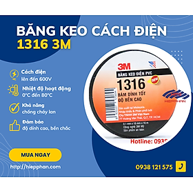 [COMBO 10 CUỘN] Băng keo cách điện PVC 1316 16mx18mm 3M - Đen