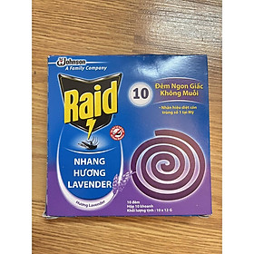 Nhang muỗi Raid hương Lavender 10 khoanh - Hàng chính hãng DKSH Việt Nam.