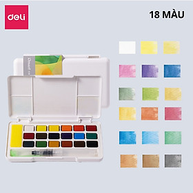 Màu Nước Dạng Nén Dmast Solid Water Color 12/18/24/36 Màu Deli - Màu Nước Nén Mịn Loang Màu Tốt Kèm Bút Vẽ - 18 màu