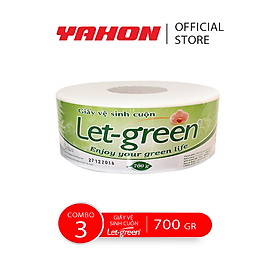 Combo 3 Giấy Vệ Sinh Cuộn 10*20cm LET-GREEN, 700 G/Cuộn