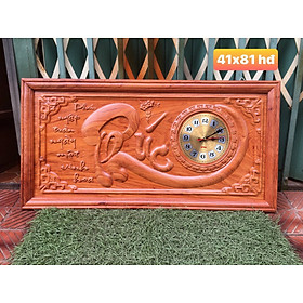 Đồng hồ treo tường chữ phúc gỗ hương đỏ kt 41×81×3cm