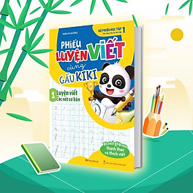 Sách - Phiếu Luyện Viết Cùng Gấu Kiki 1 - Luyện Viết Các Nét Cơ Bản - Megabook