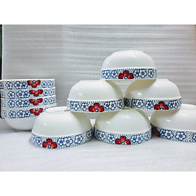 Bộ chén sứ trắng viền hoạ tiết hoa mai cao cấp ( 10 cái)