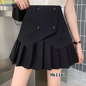 Quần giả váy nữ 4 NÚT XẾP LY phối lưng thun co giãn chất tuyết mưa sang trọng