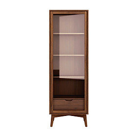 Tủ kệ trưng bày KARLMAR khung gỗ cao cấp nâu tự nhiên, 1 cánh kính, phong cách cổ điển | Index Living Mall - Phân phối độc quyền tại Việt Nam