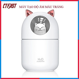 Máy Phun Sương, Máy Tạo Độ Ẩm Mini Hình Mèo CTFAST-01 Dung Tích 300 ML, Cấp Ẩm Cho Da, Phòng Điều Hòa, Khuếch Tán Tinh Dầu, Hoạt Động Êm Ái Ánh Sáng Thay Thế Đèn Ngủ - Hàng Chính Hãng