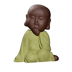 Ceramic Small Buddha Statue Small Monk Figurine Tea Pet Decor