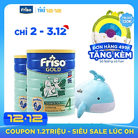 Bộ 2 Lon Sữa Bột Friso Gold 4 Cho Trẻ Từ 2-4 Tuổi 1.5kg + Tặng Bộ Mền Gối Cá Voi