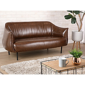 Ghế sofa đôi GRUFF khung gỗ, đệm bọc da PVC bóng cao cấp màu nâu Index