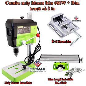 COMBO Máy Khoan Bàn MiniQ BG5168E 680W Kèm Bàn Trượt + Ê TÔ