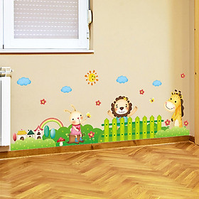 Decal dán tường chất liệu PVC loại 1 dày dặn, sắc nét, trang trí lớp mầm non, phòng cho bé- Chân tường thú- mã sp XL7181