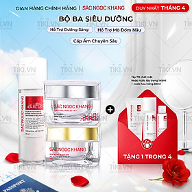 COMBO dưỡng da chuyên sâu kem dưỡng ban đêm 30g + kem dưỡng ban ngày 5 in 1 30g + Serum dưỡng trắng 30ml cho tác dụng nhanh mạnh, toàn diện