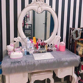 Mua Thảm Lông Trải Bàn Trang Điểm Màu Xám Tro Lông Dài
