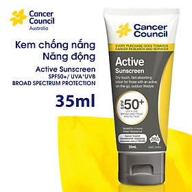 Kem chống nắng năng động Cancer Council Active SPF 50+/PA ++++ 35ml