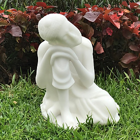 Tượng Phật ngồi nghỉ ngủ an nhiên nghệ thuật nhỏ mini trang trí ngoài trời bằng đá nhân tạo Non Nước màu trắng, màu nâu gỗ, màu xám 30cm dieu khac sân vườn