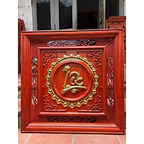 Tranh treo tường chữ lộc bằng gỗ hương đỏ kt 61×61×4cm