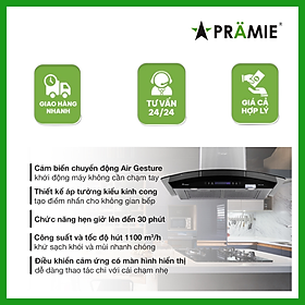Mua Máy hút mùi kính cong Pramie AC17-700_Vẫy tay_Hàng nhập khẩu Thái Lan