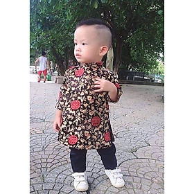 Áo Dài Cách Tân Cho Bé Trai Kèm Khăn Đóng Thích Hợp Cho Bé Trai Từ 7Kg Đến  30Kg, Vải Gấm Thượng Hải
