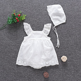 Bodysuit cho bé, áo liền quần sát nách cánh tiên dáng váy cực xinh kèm mũ cho bé gái từ 7-13kg (SR-737)