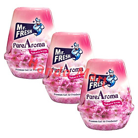 Combo 3 Sáp thơm khử mùi Pure Aroma Mr Fresh 220g (hương Sakura, Nhài, Trà xanh)