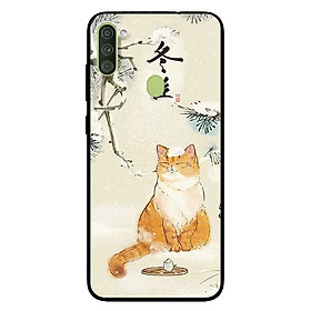 Ốp lưng dành cho Samsung A11 mẫu Nền Mèo Vàng Uống Trà