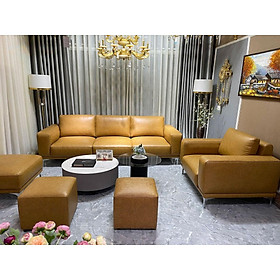 Mua Combo ghế sofa băng 100% da bò Italy Juno sofa màu vàng bò SFBCT22 2m6 hàng cao cấp chuẩn da bò nhập khẩu Ý